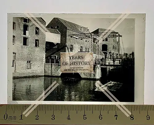 Orig. Glas Dia 1.WK Soldaten Belgien Frankreich Zugbrücke