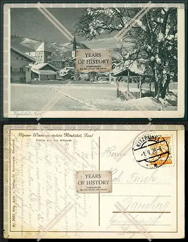 Orig. AK Kitzbühel in Tirol Winteransicht Altstadt gelaufen 1928