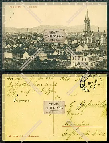 Orig. AK Kaiserslautern Pfalz Panorama gelaufen Feldpost 1915
