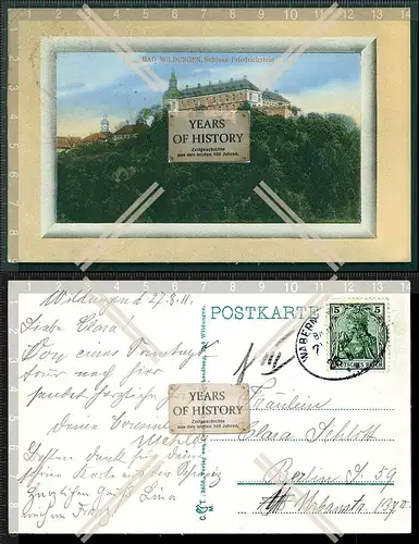Orig. AK Bad Wildungen Schloss Friedrichstein im Rahmen gel. Bahnpost 1911