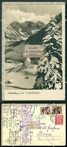 Orig. AK Mittelberg Ortsansicht im Winter mit Schafalpköpfen und Hammerspitze