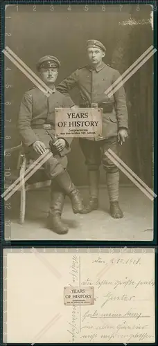 Foto AK 2 Soldaten 1. Weltkrieg uniform 1918