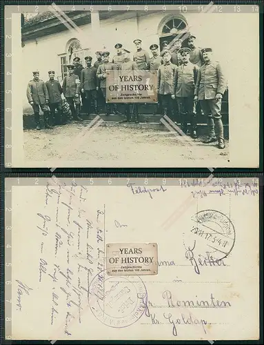 Foto AK Gruppe Soldaten 1917 Gel. Rückseite Sütterlinschrift Info Beschreibun