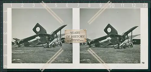 Stereo Foto  Flugzeug Airplane Frankreich Am Boden zerstörte Maschinen auf ein