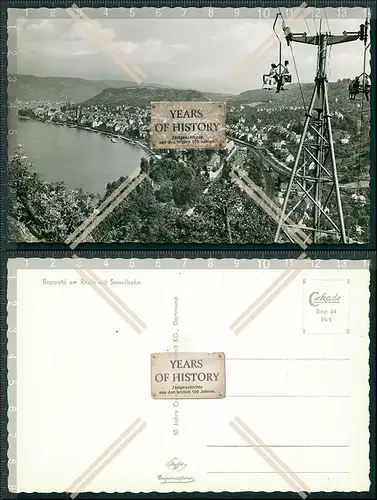 Foto AK Boppard Rhein Sesselbahn Blick auf Ort Bahnhof Eisenbahnlinie uvm.