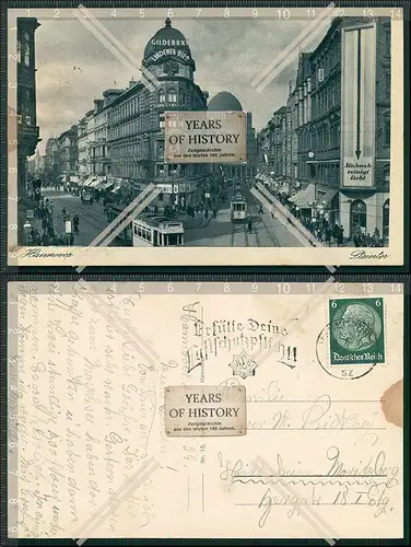 AK Hannover Ecke Steintor Straßenbahn Kleinbahn Sonderstempel 1939 gelaufen