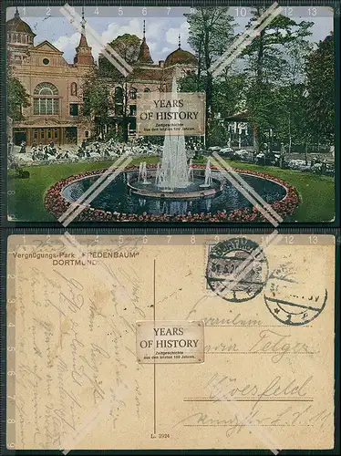 AK Dortmund Ruhrgebiet Fredenbaum Vergnügungspark 1920 gelaufen