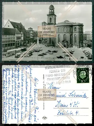 Orig. Foto AK Frankfurt am Main Pauluskirche VW Käfer Volkswagen Pkw Oldtimer