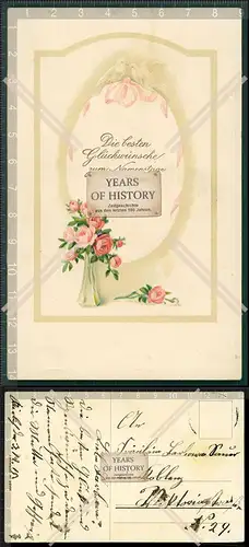 Orig. AK die besten Glückwünsche zum Namenstag Vase mit Rosen gelaufen 1917