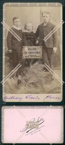 CDV Foto 3 Geschwister Jungs Mädchen Atelier Fischer St. Louis 1895