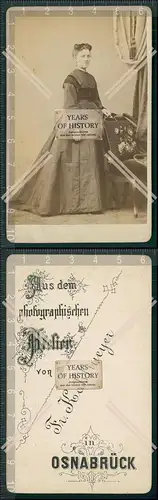 CDV Foto Dame mit langem Kleid Atelier Karlmeyer Osnabrück 1895
