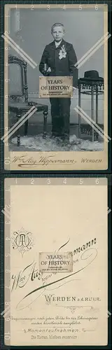 CDV Foto Junger Mann Kommunion Gesangbuch Wippermann Essen Werden Ruhr 1895