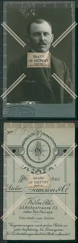 CDV Foto Mann mit Schnurrbart Atelier Samson Köln Rhein 1895 