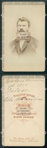 CDV Foto Mann mit Bart Atelier Wilhelm Grunder Berlin 1910