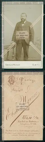 CDV Foto Feiner Herr mit Uhrkette Atelier Eberle und Werner Ulm an der Donau 19