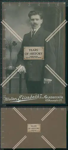 CDV Foto Junger Mann im Anzug Atelier Elisabeth Gladbeck Ruhrgebiet 1905