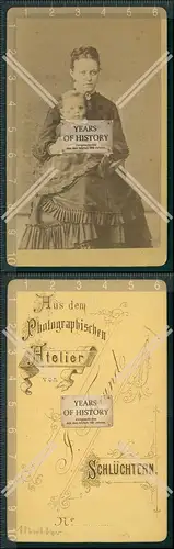 CDV Foto Junge Dame mit Kind Tochter Atelier Freunde in Schlüchtern um 1880