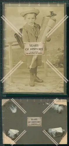 CDV Foto Mein erster Schultag Junge Zuckertüte Ranzen 1905