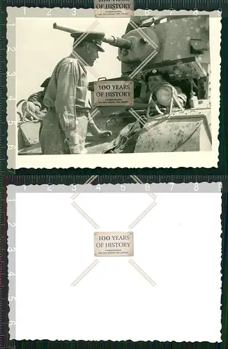 Repro Foto Panzer Tank Afrika Engländer gezackte Büttenrand altes Papier