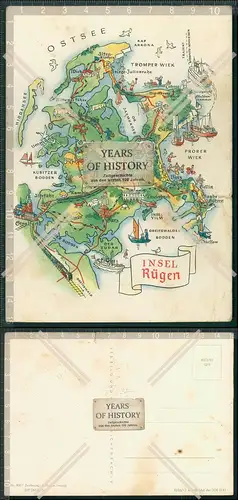 AK Landkarte Insel Rügen Ostsee