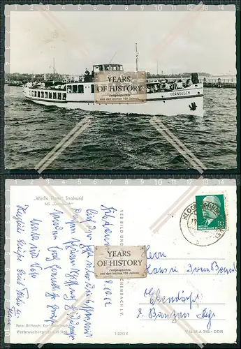Foto AK Stralsund Boot Ms Dornbusch weiße Flotte Karte gelaufen