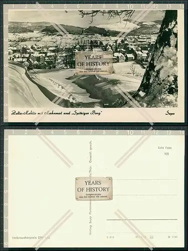 Foto AK Zella Mehlis Mahnmal Spitzer Berg Winterlandschaft Panorama vom Ort