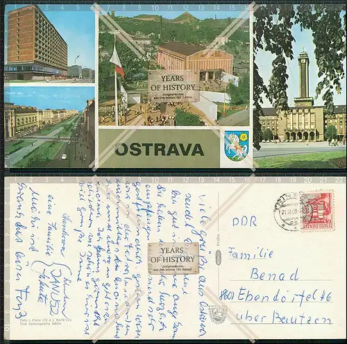 AK Übergröße Ostrava Mährisch Ostrau Tschechien Karte gelaufen ca. 20 x 10