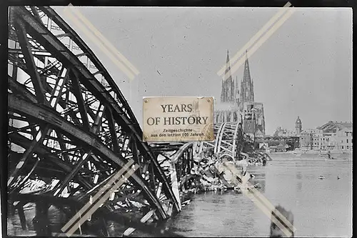 Foto Köln 1944-46 Brücke zerstört Rhein Dom