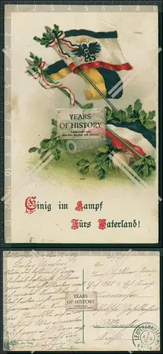 AK 1. WK patriotische Karte Feldpost 1916 gelaufen einig im Kampf fürs Vaterla