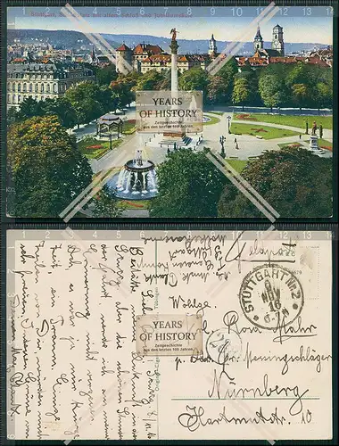 AK Stuttgart Schlossplatz Schloss und Jubiläumssäule 1916 Feldpost gelaufen