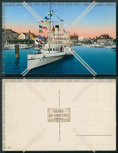 AK Lindau am Bodensee Hafen Bayrischer Dampfer Bavaria 1913