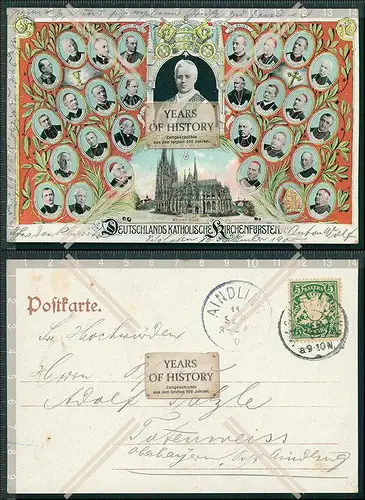 AK Litho Köln Papst Pius X Deutschlands Katholische Kirchenfürsten gel. 1905