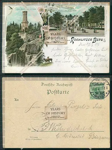 AK Litho Rochlitz an der Mulde Turm Rochlitzer Berg 1897 gelaufen