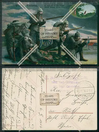 AK  1. WK Weltkrieg Gloria Victoria 1916 Feldpost 166. Infanterie Brigade