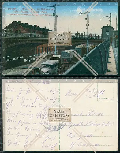 AK  1. WK Weltkrieg Feldpost Karte Herbesthal  Bahnhof Belgien gel. 1915