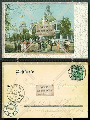 Orig. AK Düsseldorf 1902 gelaufen Hörde Bergwerks Hüttenverein Krupp Pavillo