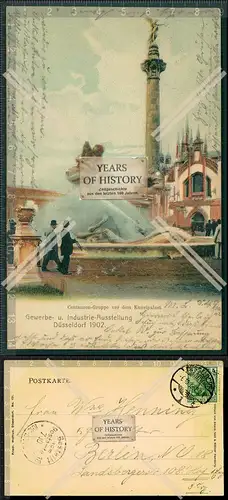 Orig. AK Düsseldorf 1902 gelaufen Gewerbe und Industrie Ausstellung Kunstpalas