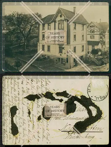 Orig. Foto AK Haus Ansicht in Baden-Württemberg Geschäft Werbung Reklame 1920