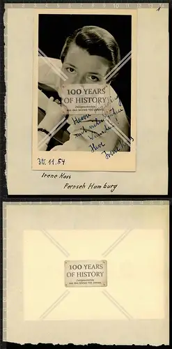 Autogrammkarte Irene Koss orig. Unterschrift Karte aufgeklebt auf Seite aus Auto