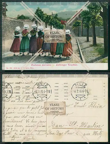 AK Metz Frankreich Lothringen Damen in Lothringer Trachten 1913 gelaufen