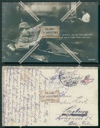 AK 1. WK Soldat im Felde Karabiner Pickelhaube Liebesbrief 1916 Feldpost gelauf