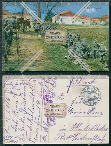 AK 1. WK Soldaten auf der Rast bayerischen Infanterie Division 1916 gelaufen