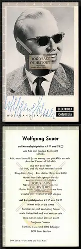 Autogrammkarte Wolfgang Sauer original Unterschrift