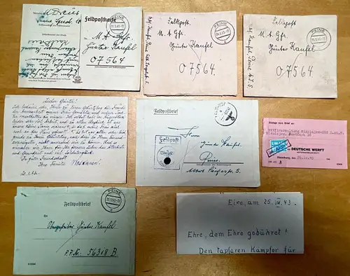Nachlass Günter Kaufel Marine 6x Feldpostbrief 1943 mit Feldpostnummer FPN