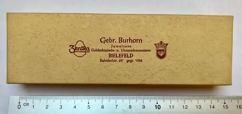 alte Schmuckschatulle Etuis Juwelier Goldschmied Burhorn Bielefeld 15x4,5x2 cm