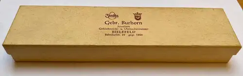 alte Schmuckschatulle Etuis Box Juwelier Goldschmied Burhorn Bielefeld 21x5x3 cm