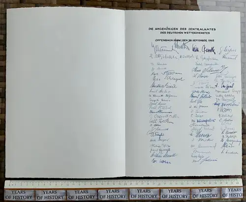 Jubiläum 70 Unterschriften Kollegen Deutscher Wetterdienst DWD Offenbach 1965