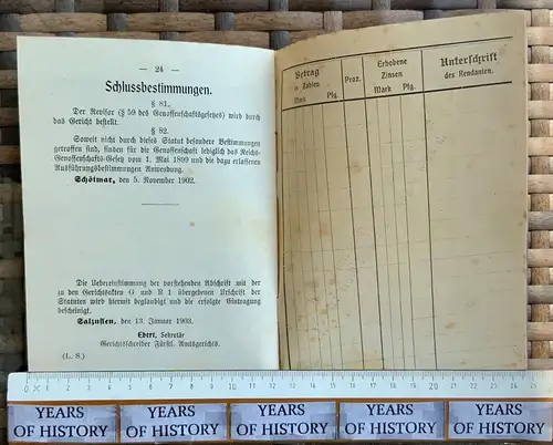 Heft Vorschuss Verein 1903 Schötmar Salzuflen Wüsten Detmold Wilhelm Overdiek