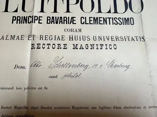 Orig Urkunde o.ä. 55x37 Ludwig-Maximilians-Universität München 1910 Präge Siegel