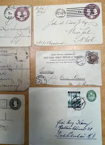10x Beleg Ganzsache Letter Brief USA 1893 Germany Bank geschäftlich Bremen Mainz